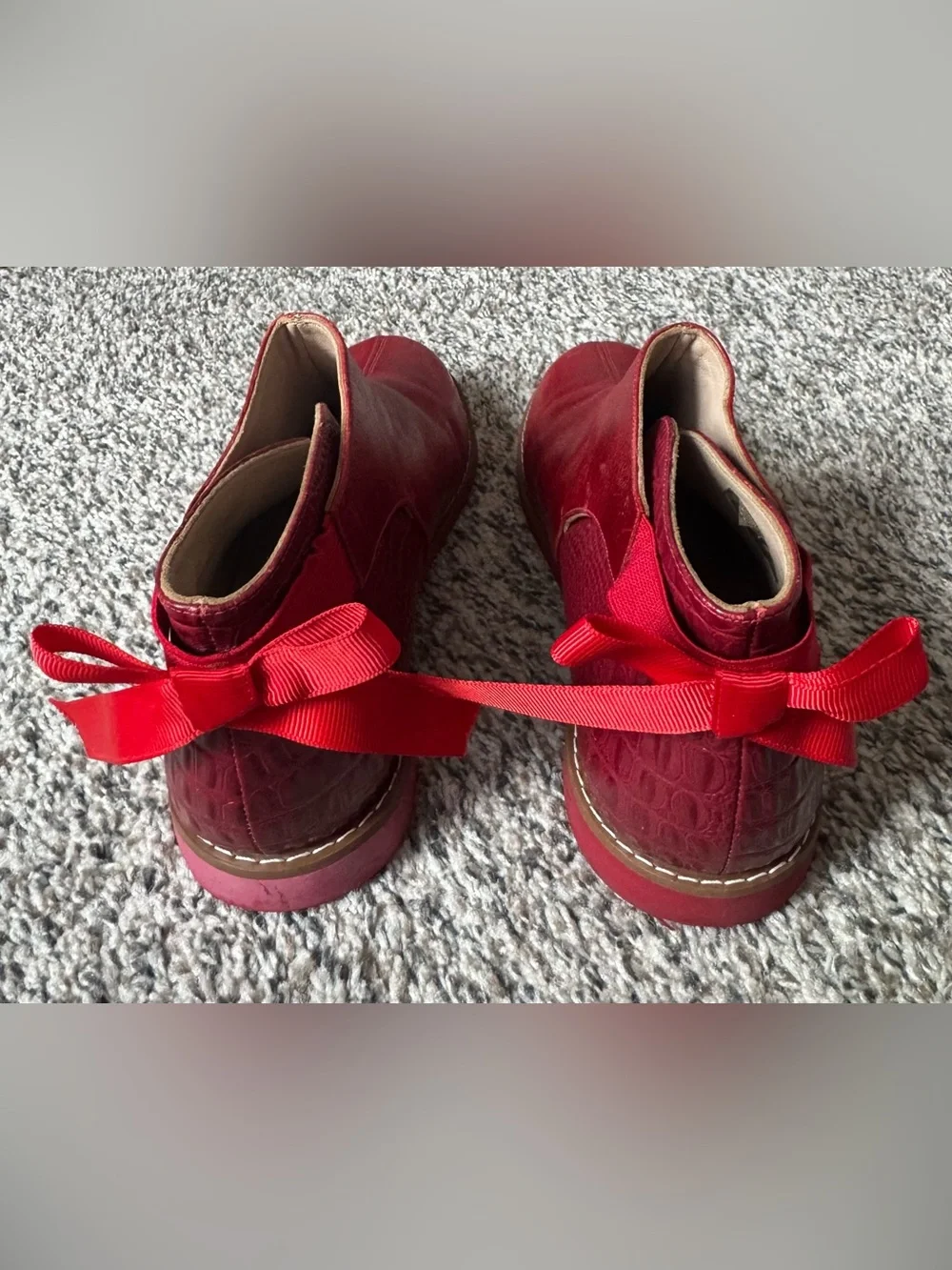 Elephantito Red Croc-Accent Chelsea Booties